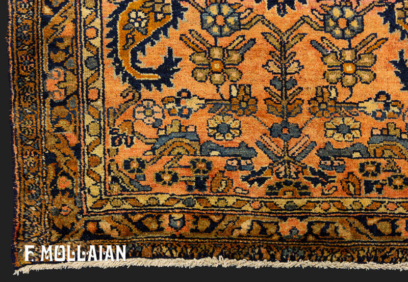 قالیچه آنتیک ایرانی لیلیان با ترنج و نقوش گیاهی کد:۸۰۴۰۳۲۶۰